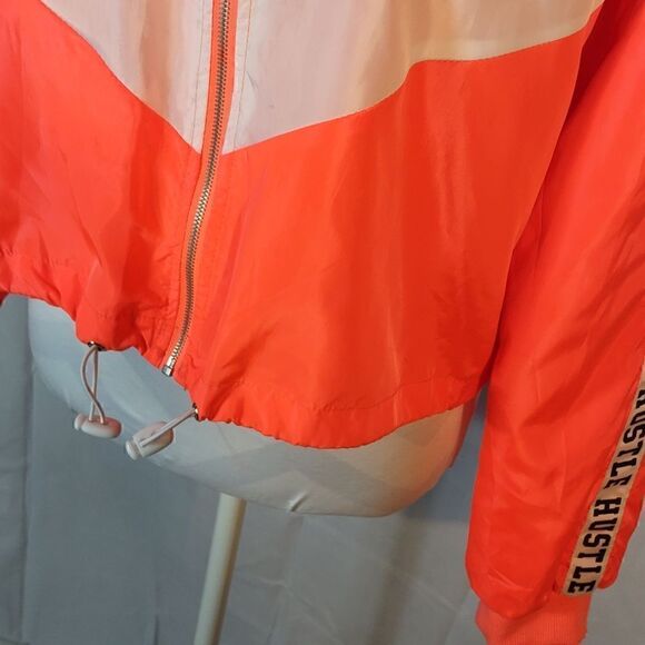 Rue 21 "Hustle" Cropped Windbreaker Hoodie - Picture 5 of 9